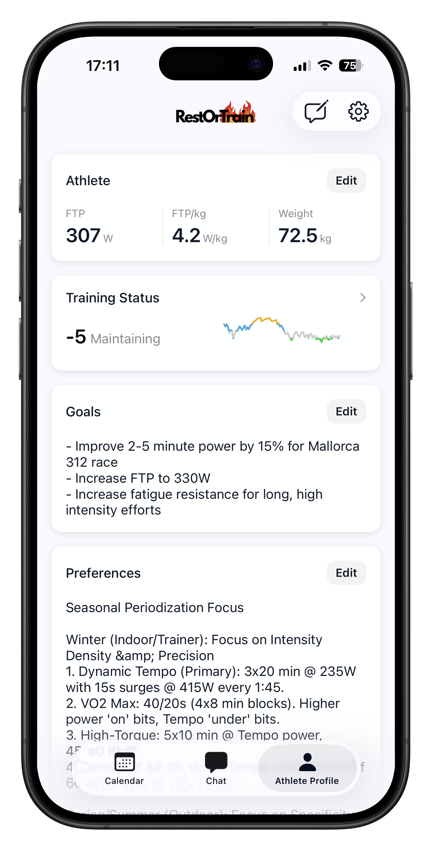 Athlete Profile Settings
