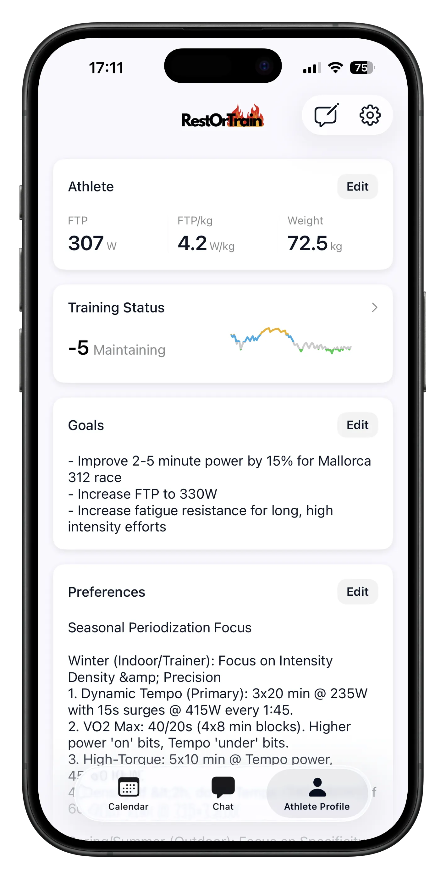 Athlete Profile Settings
